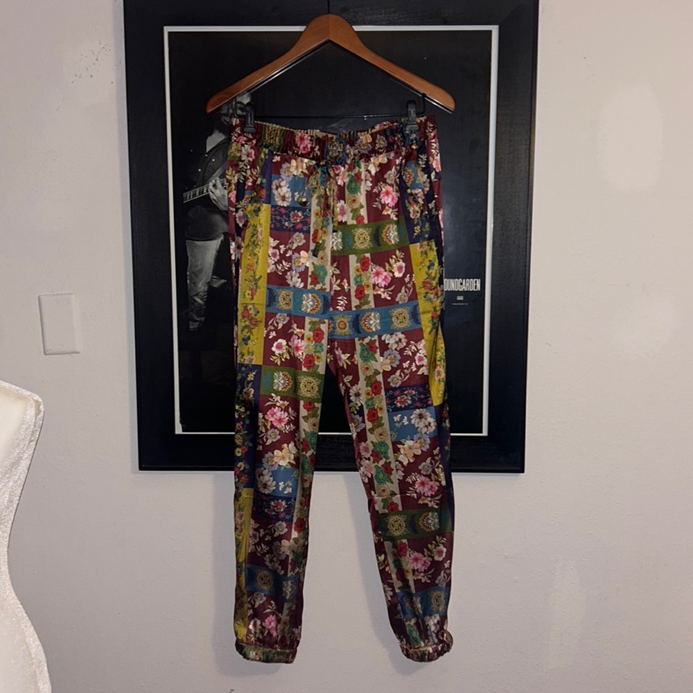 Jonny Was silk floral joggers.